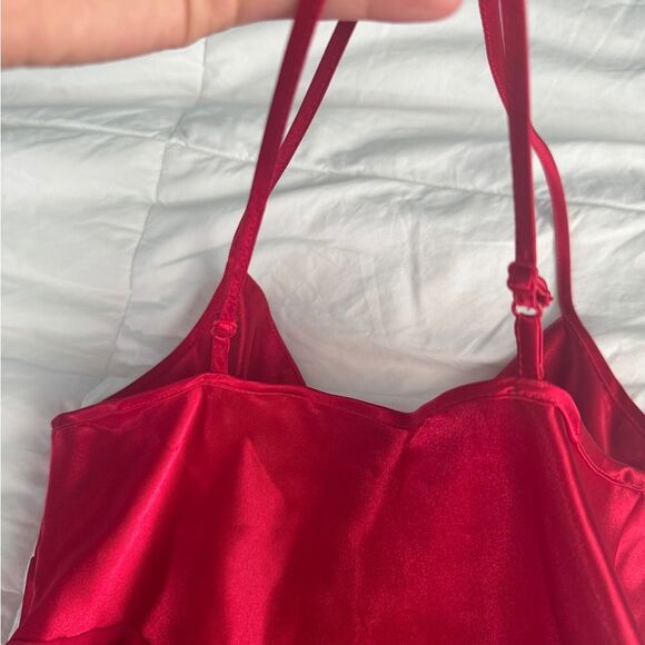 Vintage Victoria’s Secret Red Lingerie Slip Dress XS Satin Rose Bow Babydoll - Picture 14 of 15